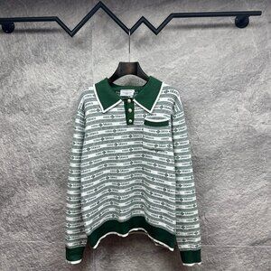 Casablanca Logo-monogrammed Wool-blend Polo Jumper Green